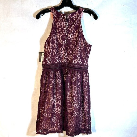 by & by dress NWT Bordeaux Size 11 Lace Sleeveless Party Red Purple Cocktail - Picture 6 of 8
